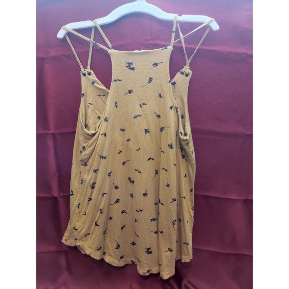 Pink Rose Size Womens Small Tank Top Blouse Yellow Flowers Floral Boho Strappy S - Picture 4 of 6